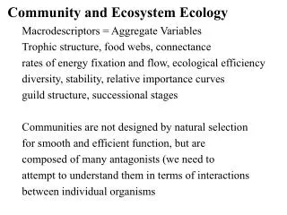 Systems Ecology