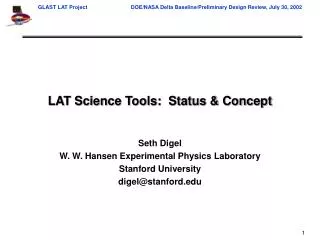 LAT Science Tools: Status &amp; Concept