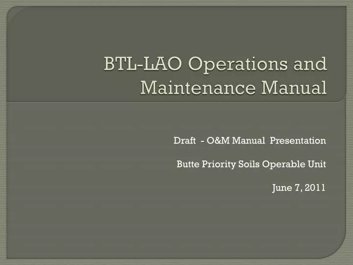 btl lao operations and maintenance manual