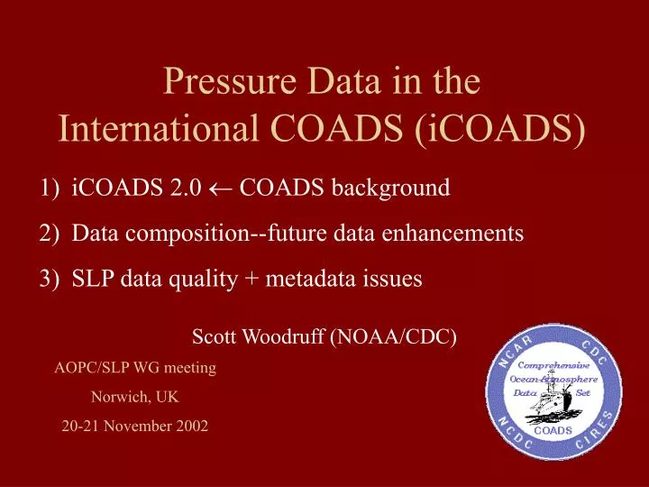 pressure data in the international coads icoads