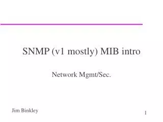 SNMP (v1 mostly) MIB intro