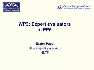WP3: Expert evaluators in FP6