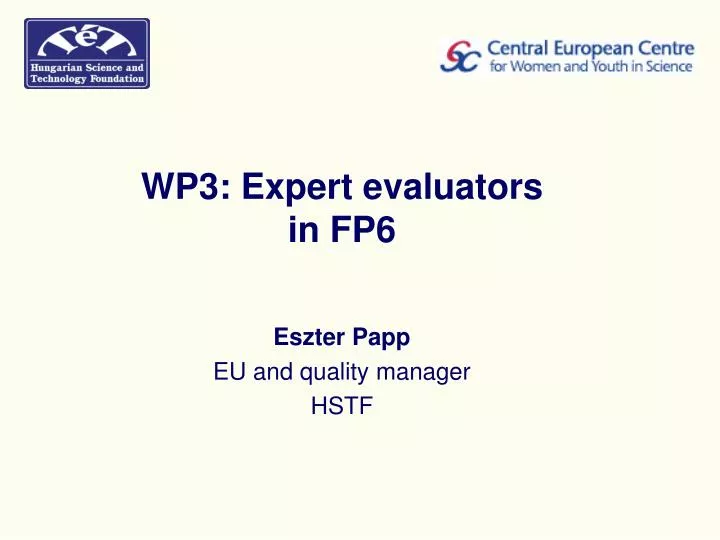 wp3 expert evaluators in fp6