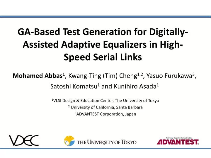 ga based test generation for digitally assisted adaptive equalizers in high speed serial links