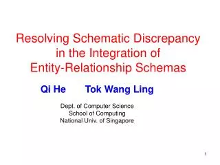 Resolving Schematic Discrepancy in the Integration of Entity-Relationship Schemas