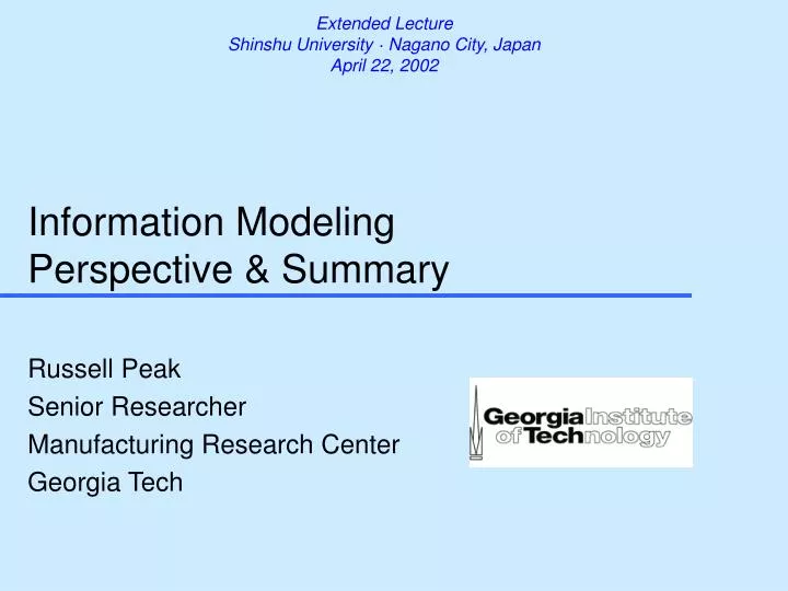 information modeling perspective summary