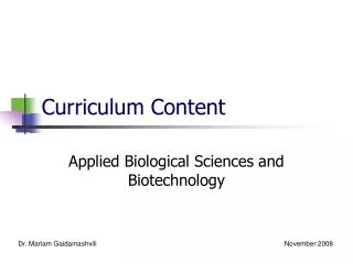 Curriculum Content
