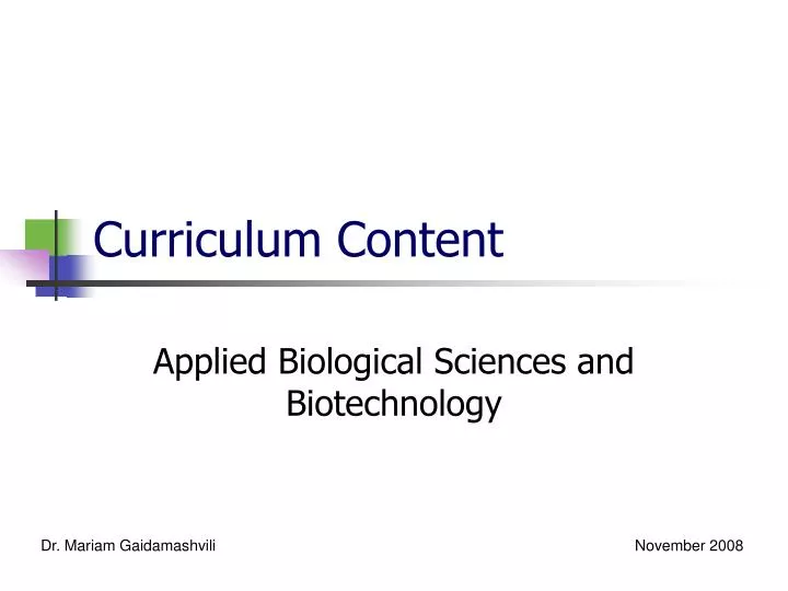 curriculum content