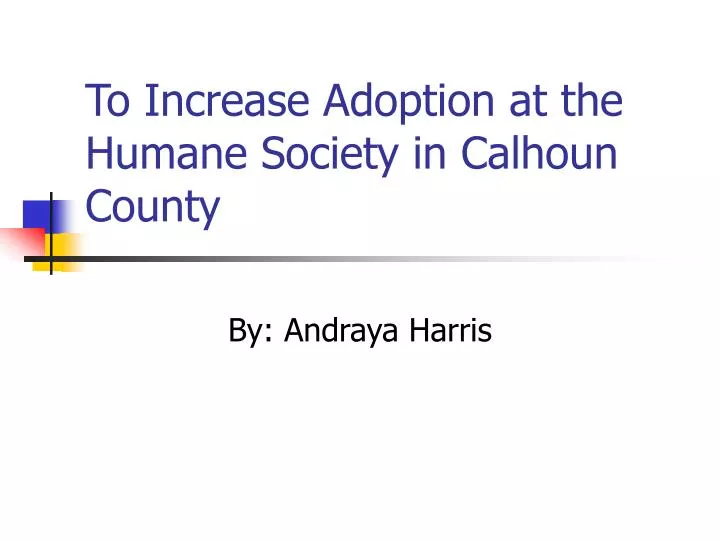 to increase adoption at the humane society in calhoun county