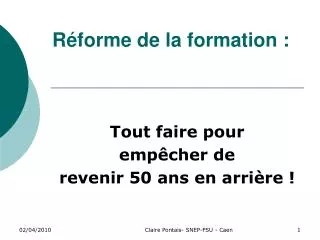 r forme de la formation
