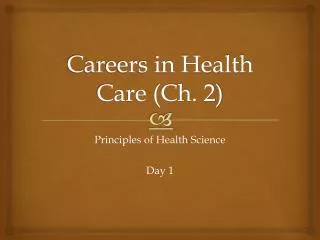 Careers in Health Care (Ch. 2)