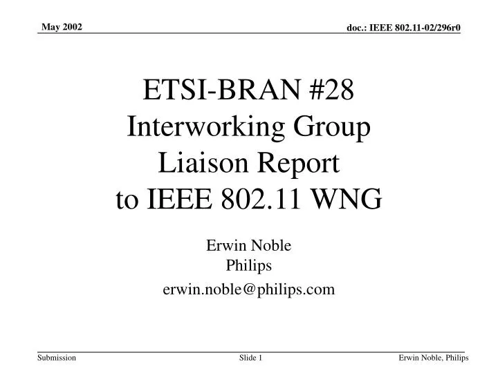 etsi bran 28 interworking group liaison report to ieee 802 11 wng