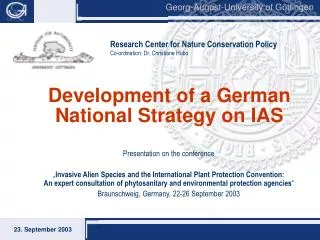 Development of a German National Strategy on IAS