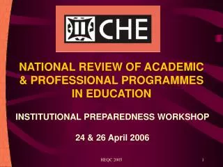 NATIONAL REVIEW OF ACADEMIC &amp; PROFESSIONAL PROGRAMMES IN EDUCATION