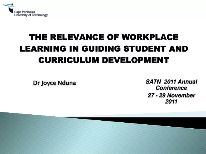 the relevance of workplace learning in guiding student and curriculum development