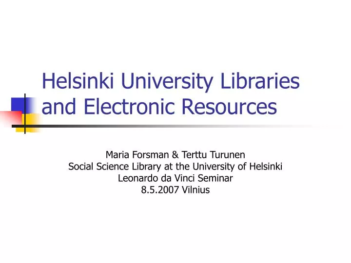 helsinki university libraries and electronic resources