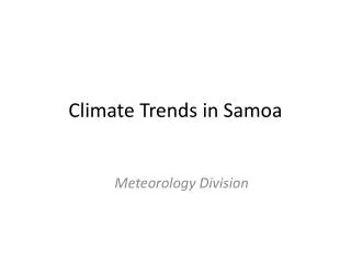 Climate Trends in Samoa