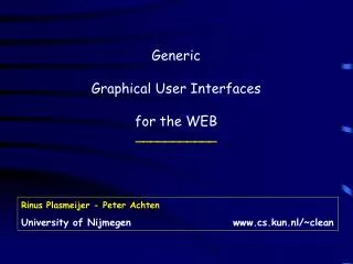 Generic Graphical User Interfaces for the WEB ___________
