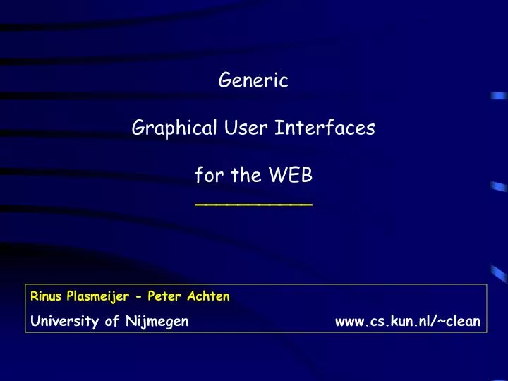 generic graphical user interfaces for the web