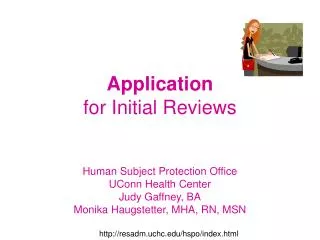 Application for Initial Reviews