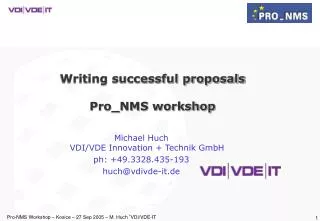 Writing successful proposals Pro_NMS workshop