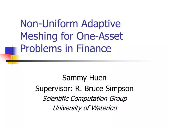 non uniform adaptive meshing for one asset problems in finance