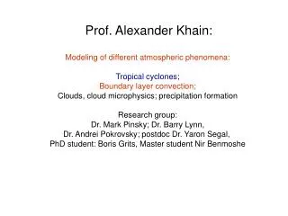Prof. Alexander Khain: