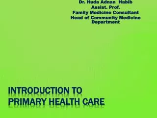 Introduction to Primary Health Care