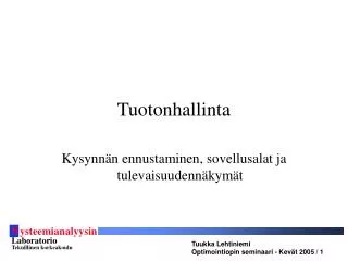 tuotonhallinta