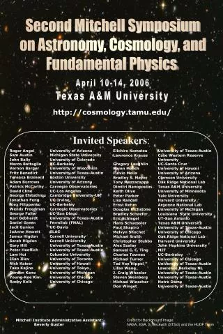 Second Mitchell Symposium on Astronomy, Cosmology, and Fundamental Physics