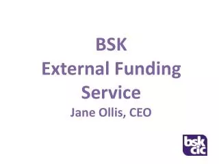 BSK External Funding Service Jane Ollis, CEO