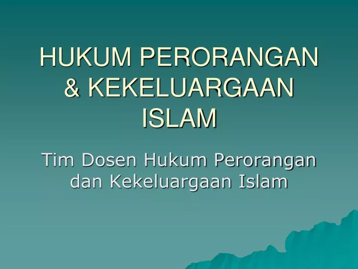 hukum perorangan kekeluargaan islam