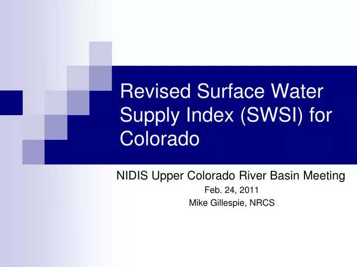 revised surface water supply index swsi for colorado