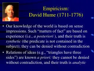 Empiricism: David Hume (1711-1776)