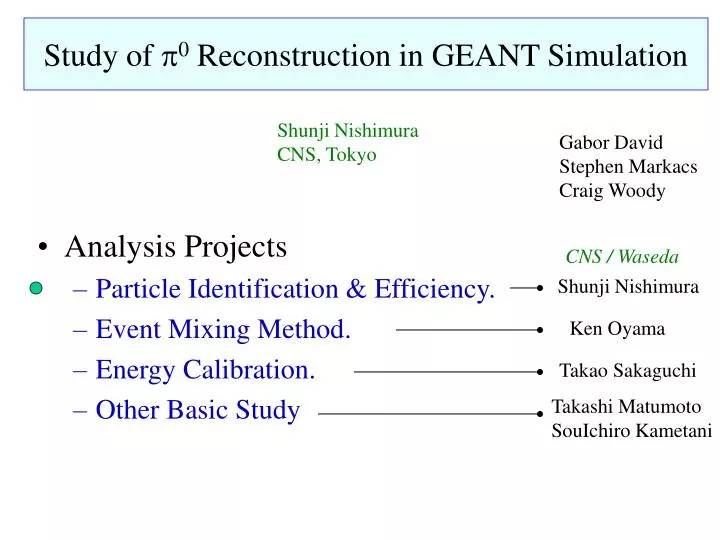 study of p 0 reconstruction in geant simulation
