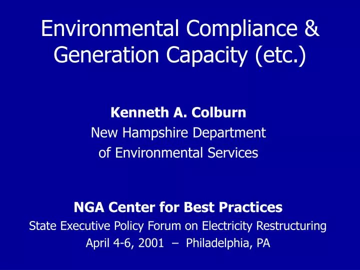 environmental compliance generation capacity etc