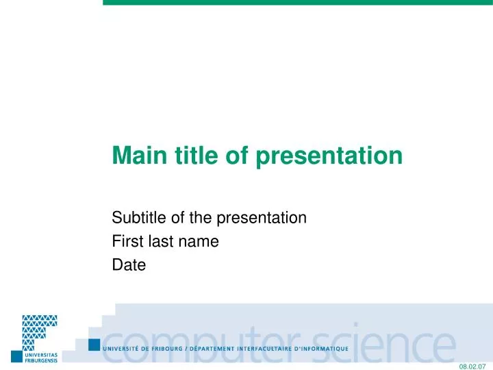 main title of presentation