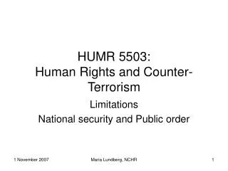 HUMR 5503: Human Rights and Counter-Terrorism
