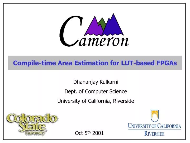 compile time area estimation for lut based fpgas