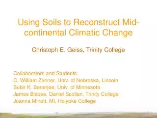 Using Soils to Reconstruct Mid-continental Climatic Change
