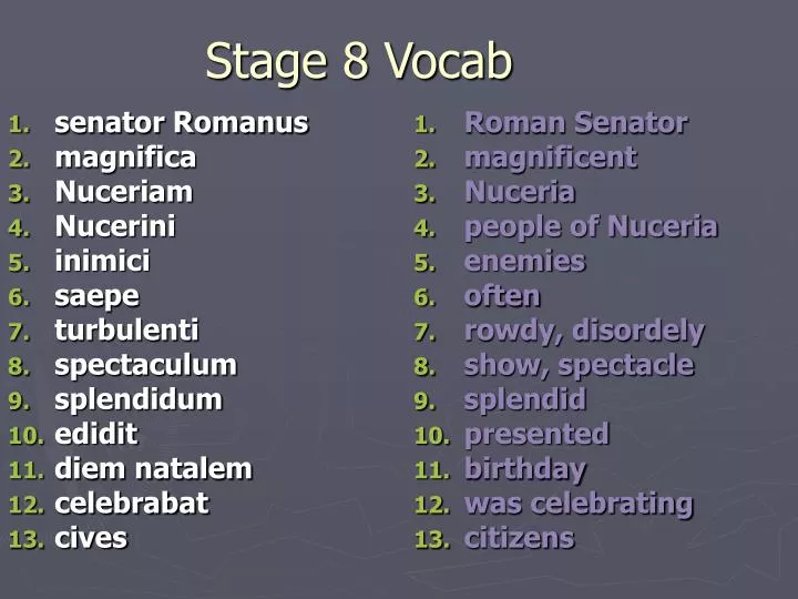 stage 8 vocab
