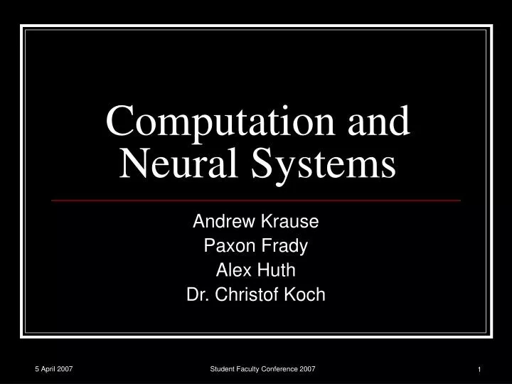 computation and neural systems