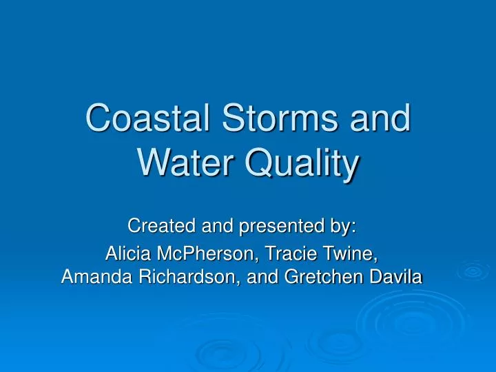 coastal storms and water quality