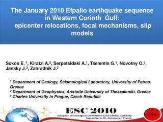 The January 2010 Efpalio earthquake sequence in Western Corinth Gulf: