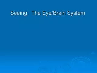 Seeing: The Eye/Brain System