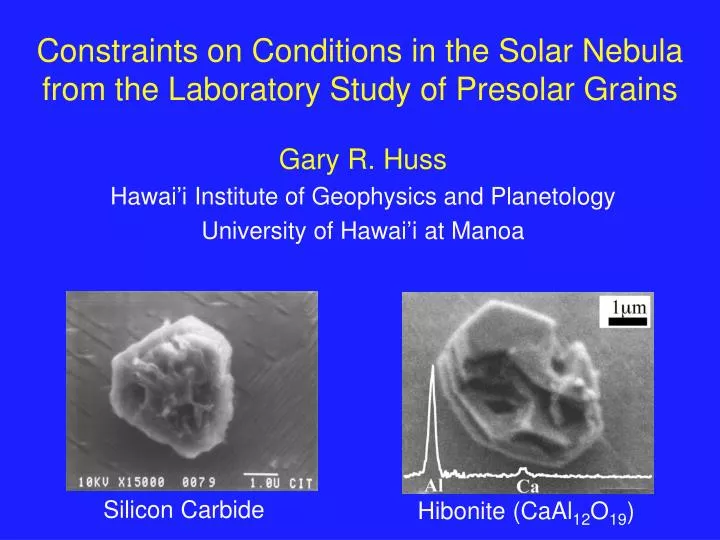 constraints on conditions in the solar nebula from the laboratory study of presolar grains