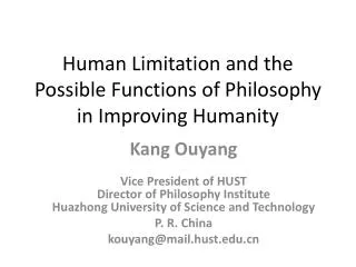 Human Limitation and the Possible Functions of Philosophy in Improving Humanity