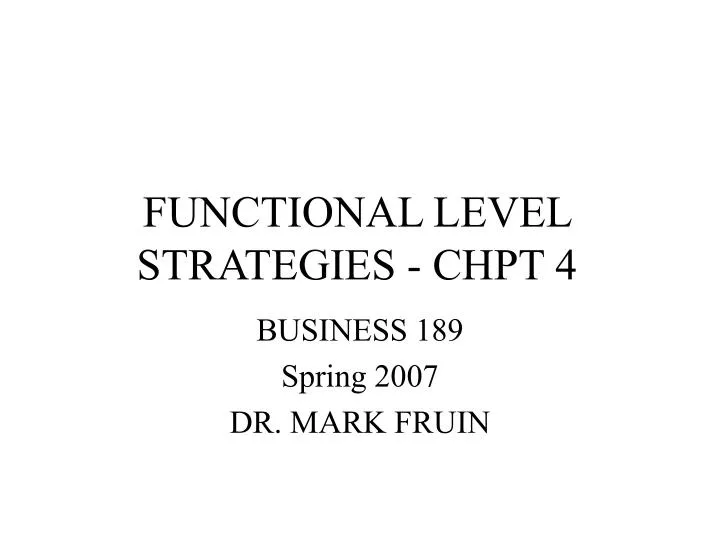 functional level strategies chpt 4
