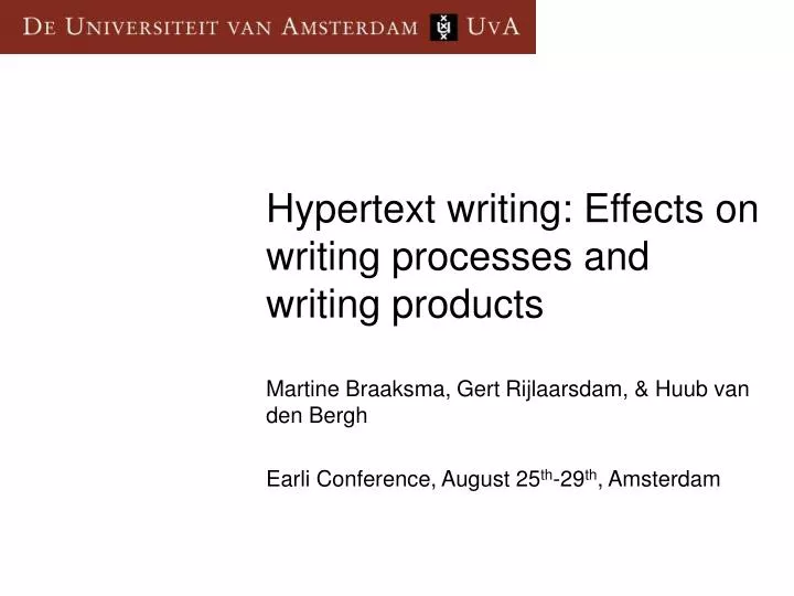 hypertext writing effects on writing processes and writing products