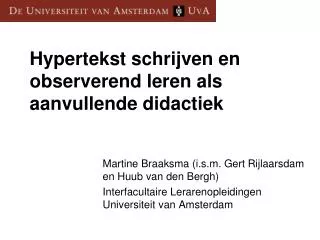 hypertekst schrijven en observerend leren als aanvullende didactiek